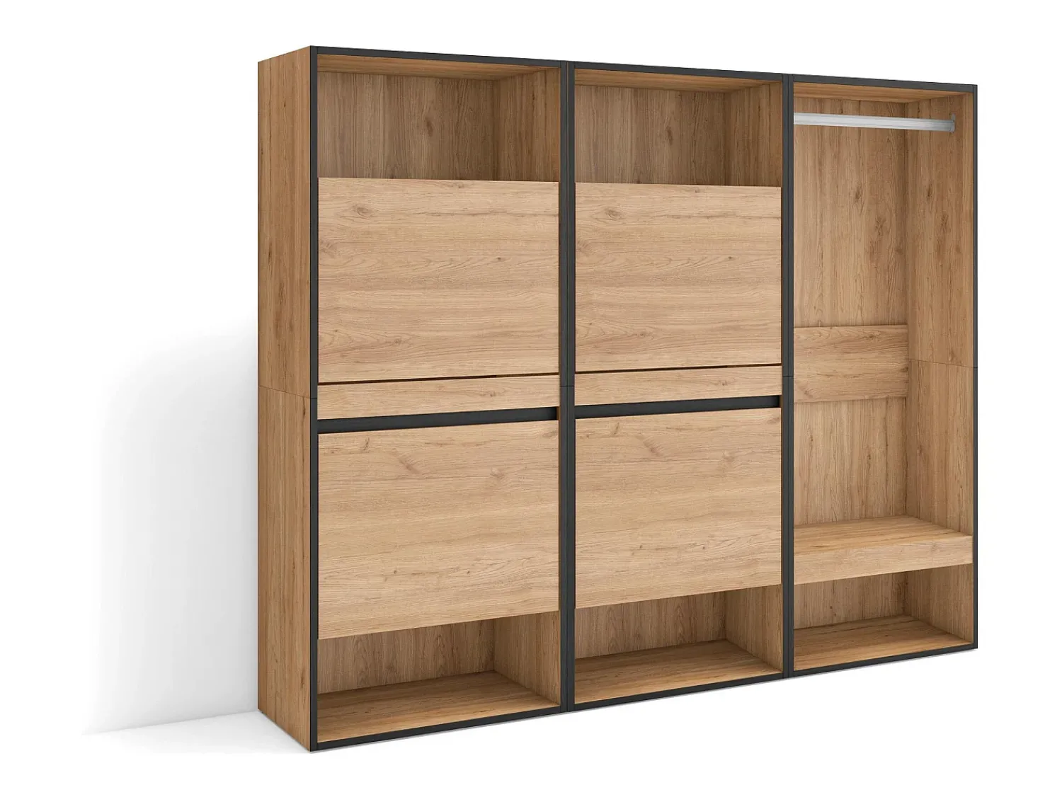 Móvel De Arrumação|Sapateira*Skraut Home Sapateira, 180x35x145cm, Para quarto, dormitório, Roupeiro aberto, Carvalho Natural claro