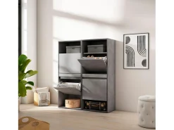 Móvel De Arrumação|Sapateira|Skraut Home Sapateira, 120x35x145cm, Para quarto, dormitório, Armário de Sapatos, Cimento Cinzento