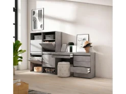 New Skraut Home Sapateira, 247x35x145cm, Para quarto, dormitório, Cómoda, Toucador, Cimento Cinzento