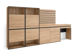 Skraut Home Sapateira, 297x35x145cm, Para quarto, dormitório, Cómoda, Tiras Deco. Madeira, Toucador, Carvalho^ Móvel De Arrumação|Sapateira