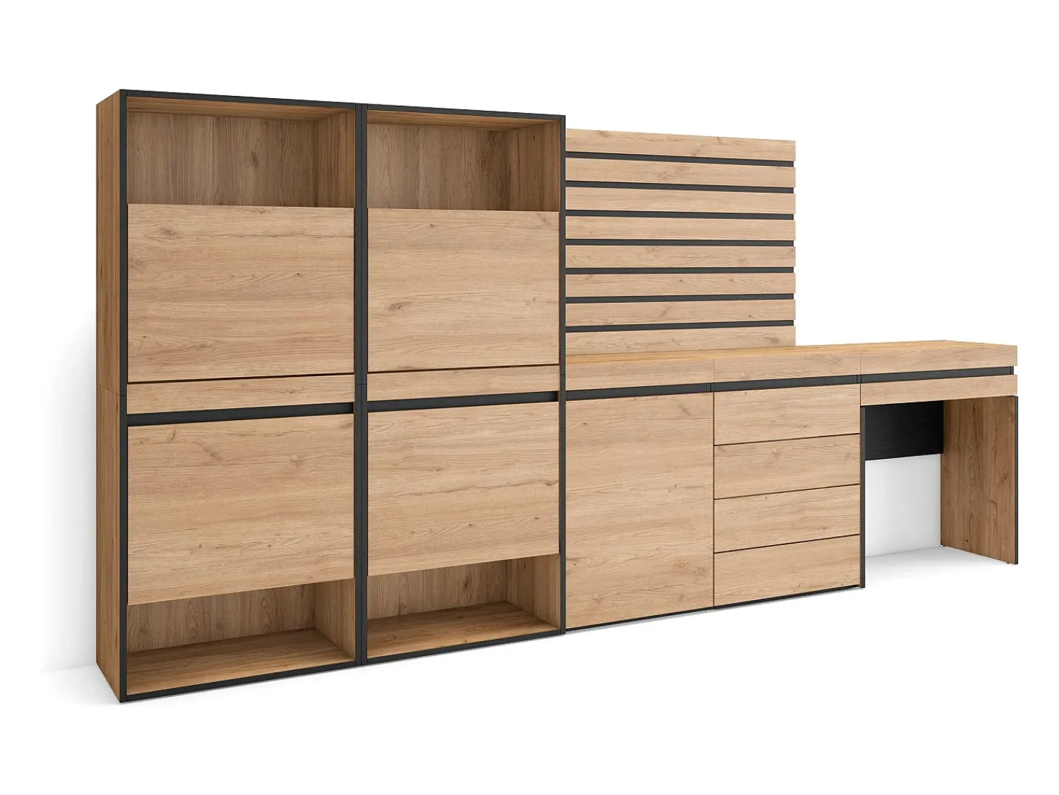 Skraut Home Sapateira, 297x35x145cm, Para quarto, dormitório, Cómoda, Tiras Deco. Madeira, Toucador, Carvalho^ Móvel De Arrumação|Sapateira