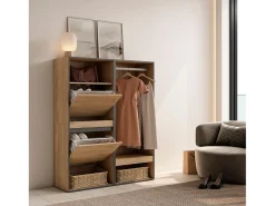 Skraut Home Sapateira, 120x35x145cm, Para quarto, dormitório, Roupeiro aberto, Carvalho^ Móvel De Arrumação|Sapateira