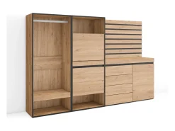 Móvel De Arrumação|Sapateira*Skraut Home Sapateira, 227x35x145cm, Para quarto, dormitório, Roupeiro aberto, Cómoda, Tiras Deco. Madeira, Carvalho Natural claro