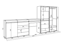 Skraut Home Sapateira, 297x35x145cm, Para quarto, dormitório, Roupeiro aberto, Cómoda, Toucador, Cimento^ Móvel De Arrumação|Sapateira