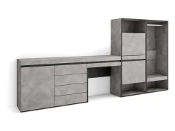 Skraut Home Sapateira, 297x35x145cm, Para quarto, dormitório, Roupeiro aberto, Cómoda, Toucador, Cimento^ Móvel De Arrumação|Sapateira