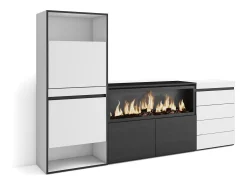 Móvel De Arrumação|Sapateira|Skraut Home Sapateira, 224x35x145cm, Para quarto, dormitório, Lareira eléctrica XXL, Cómoda, Branco