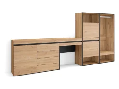 Móvel De Arrumação|Sapateira|Skraut Home Sapateira, 297x35x145cm, Para quarto, dormitório, Roupeiro aberto, Cómoda, Toucador, Carvalho Natural claro
