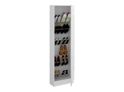 New Dmora Sapateira Zevola, Sapateira de entrada que economiza espaço, Sapateira com 1 porta espelhada, 50x27h186 cm, Branco