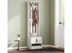 Móvel De Arrumação|Sapateira|Merax Sapateira/armário com 2 portas + painel traseiro com 8 ganchos - 50 x 36 x 190 cm - aglomerado - Branco