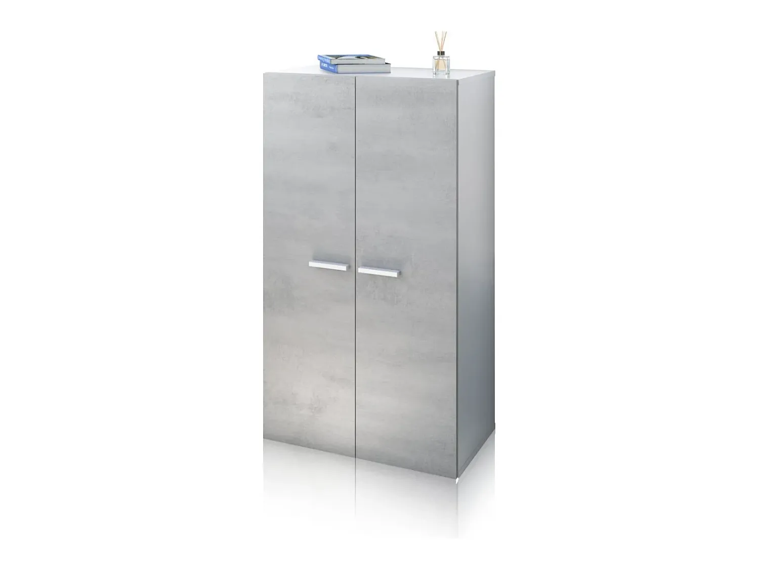 duehome Sapateiro Cody Blanco brillo - Gris cemento^ Móvel De Arrumação|Sapateira