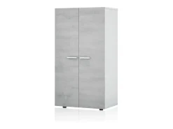 duehome Sapateiro Cody Blanco brillo - Gris cemento^ Móvel De Arrumação|Sapateira
