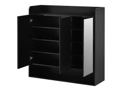 Móvel De Arrumação|Sapateira*ModernLuxe Sapateiro 110x35,5x110 cm - com espelho - com 3 portas - MDF - Preto