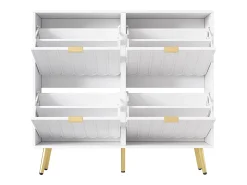 Móvel De Arrumação|Sapateira*ModernLuxe Sapateiro 100x24x91,25cm - con 4 portas de abrir - prateleira de 8 níveis - puxador de metal - Branco