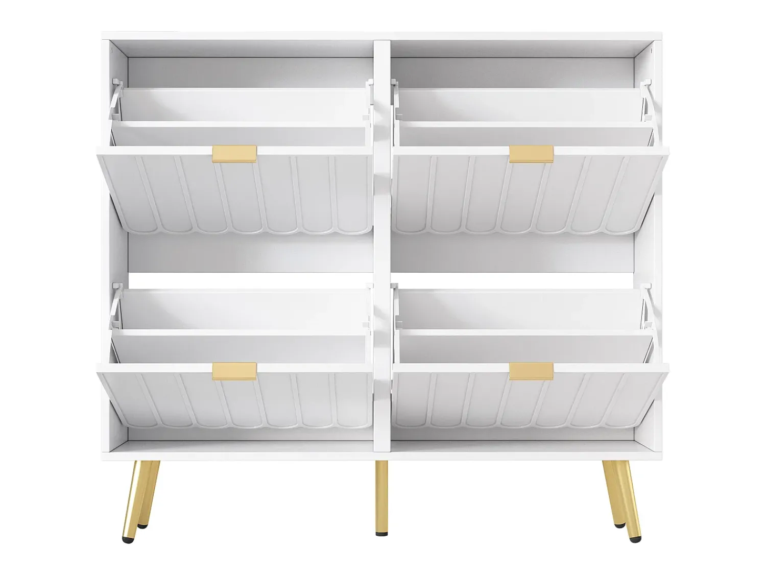 Móvel De Arrumação|Sapateira*ModernLuxe Sapateiro 100x24x91,25cm - con 4 portas de abrir - prateleira de 8 níveis - puxador de metal - Branco