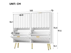 Móvel De Arrumação|Sapateira*ModernLuxe Sapateiro 100x24x91,25cm - con 4 portas de abrir - prateleira de 8 níveis - puxador de metal - Branco