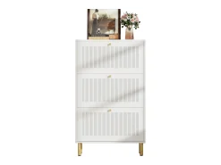 Online ModernLuxe Sapateiro 73x25x125cm - con 3 portas de abrir - prateleira de 6 níveis - Branco