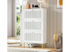 Online ModernLuxe Sapateiro 73x25x125cm - con 3 portas de abrir - prateleira de 6 níveis - Branco