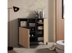 Móvel De Arrumação|Sapateira|Herdasa Sapateiro/Móvel organização - H87cm x L90cm x P27cm cinza grafite portas impression serrado - Moss Cinzento