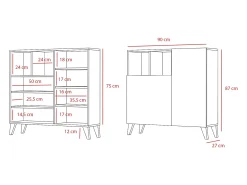 Móvel De Arrumação|Sapateira|Herdasa Sapateiro/Móvel organização - H87cm x L90cm x P27cm cinza grafite portas impression serrado - Moss Cinzento