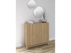 Móvel De Arrumação|Sapateira|Herdasa Sapateiro/Móvel organização - H90cm x L90cm x P27cm carvalho dourado - Copenhague Natural escuro