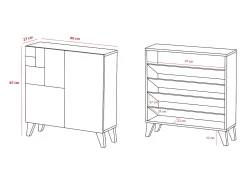 Móvel De Arrumação|Sapateira*Herdasa Sapateiro/Móvel organização - H87cm x L90cm x P27cm nogueira clara - Bergen Natural claro