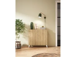 Móvel De Arrumação|Sapateira|Herdasa Sapateiro/Móvel organização - H87cm x L90cm x P27cm chêne dore pernas – Bergen Branco