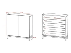 Móvel De Arrumação|Sapateira*Herdasa Sapateiro/Móvel organização - H90cm x L90cm x P27cm chêne portas impression serrado - Hanko Natural escuro