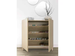 Móvel De Arrumação|Sapateira*Herdasa Sapateiro/Móvel organização - H90cm x L90cm x P27cm chêne portas impression serrado - Hanko Natural escuro