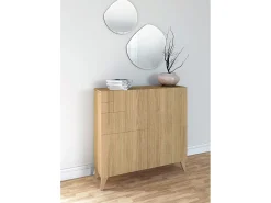 Herdasa Sapateiro/Móvel organização - H87cm x L90cm x P27cm chêne dore – Bergen^ Móvel De Arrumação|Sapateira