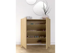 Herdasa Sapateiro/Móvel organização - H87cm x L90cm x P27cm chêne dore – Bergen^ Móvel De Arrumação|Sapateira