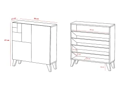 Herdasa Sapateiro/Móvel organização - H87cm x L90cm x P27cm chêne dore – Bergen^ Móvel De Arrumação|Sapateira