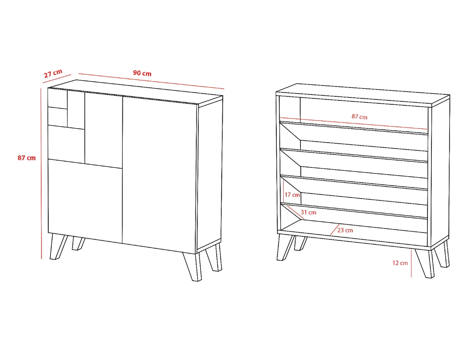 Herdasa Sapateiro/Móvel organização - H87cm x L90cm x P27cm chêne dore – Bergen^ Móvel De Arrumação|Sapateira