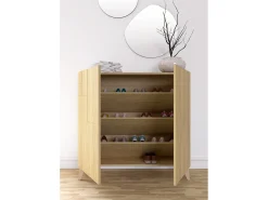 Herdasa Sapateiro/Móvel organização - H87cm x L90cm x P27cm chêne dore – Bergen^ Móvel De Arrumação|Sapateira