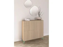 Móvel De Arrumação|Sapateira*Herdasa Sapateiro/Móvel organização - H87cm x L90cm x P27cm nogueira clara pernas - Bergen Verde
