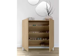 Móvel De Arrumação|Sapateira|Herdasa Sapateiro/Móvel organização - H90cm x L90cm x P27cm carvalho dourado pernas - Copenhague Branco