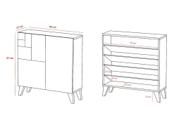 Móvel De Arrumação|Sapateira|Herdasa Sapateiro/Móvel organização - H87cm x L90cm x P27cm chêne dore pernas moca – Bergen Castanho