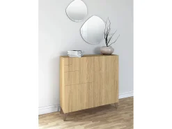 Móvel De Arrumação|Sapateira|Herdasa Sapateiro/Móvel organização - H87cm x L90cm x P27cm chêne dore pernas moca – Bergen Castanho