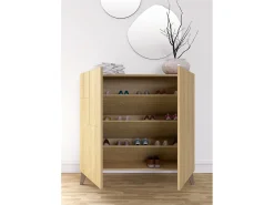 Móvel De Arrumação|Sapateira|Herdasa Sapateiro/Móvel organização - H87cm x L90cm x P27cm chêne dore pernas moca – Bergen Castanho