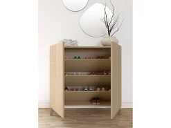 Móvel De Arrumação|Sapateira*Herdasa Sapateiro/Móvel organização - H87cm x L90cm x P27cm nogueira clara pernas moca - Bergen Castanho