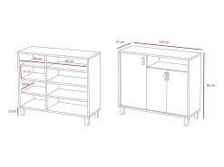Sale Herdasa Sapateiro/Móvel organização - H86cm x L100cm x P37cm cinza grafite portas impression serrado - Gotemburgo Cinzento