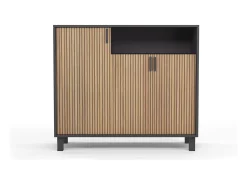 Sale Herdasa Sapateiro/Móvel organização - H86cm x L100cm x P37cm cinza grafite portas impression serrado - Gotemburgo Cinzento