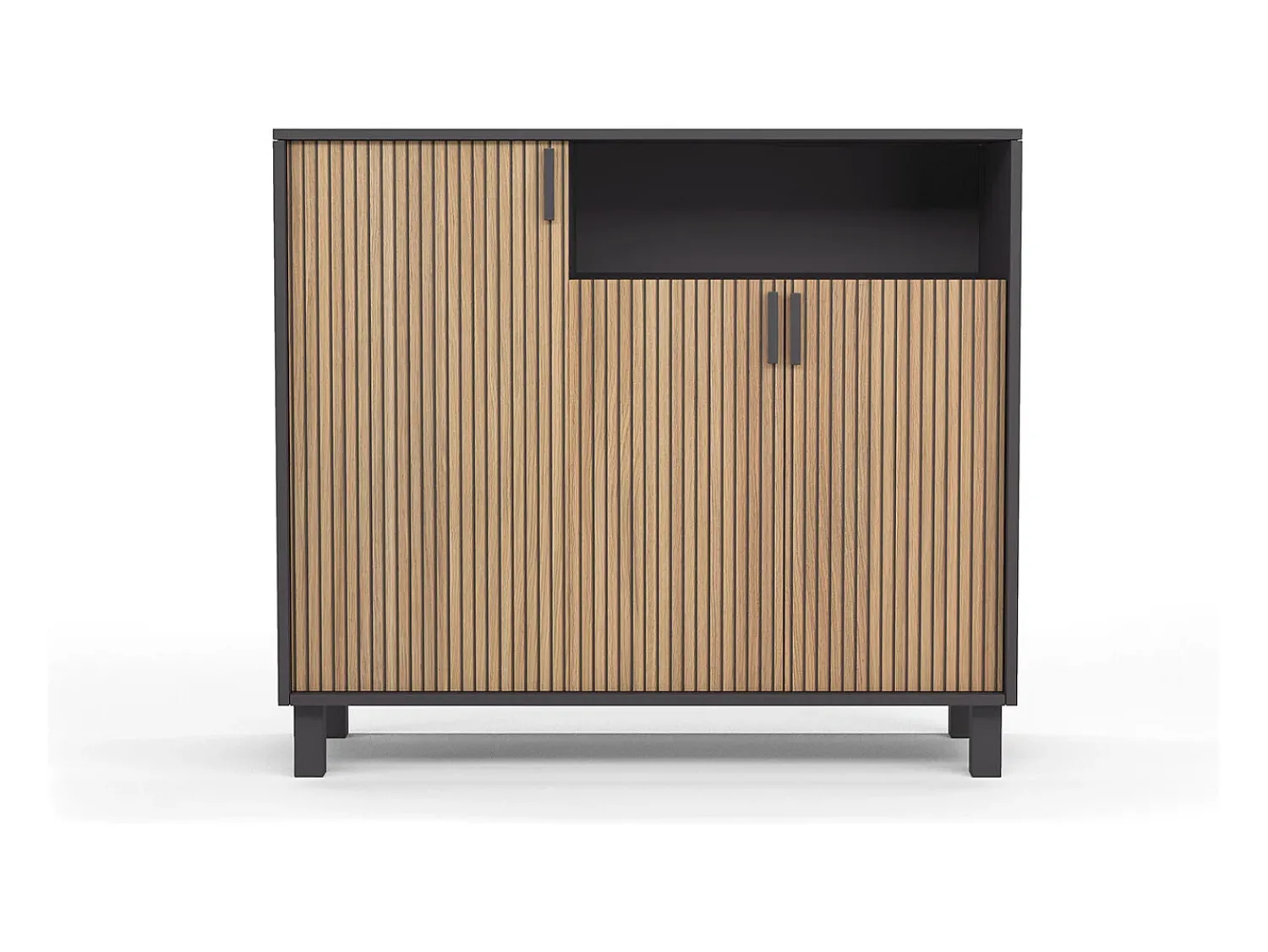 Sale Herdasa Sapateiro/Móvel organização - H86cm x L100cm x P37cm cinza grafite portas impression serrado - Gotemburgo Cinzento