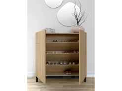 Hot Herdasa Sapateiro/Móvel organização - H90cm x L90cm x P27cm carvalho dourado pernas - Copenhague Preto