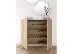 Outlet Herdasa Sapateiro/Móvel organização - H87cm x L90cm x P27cm nogueira clara pernas rose - Bergen Rosa