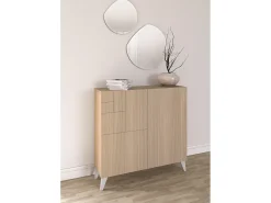 Móvel De Arrumação|Sapateira*Herdasa Sapateiro/Móvel organização - H87cm x L90cm x P27cm nogueira clara pernas - Bergen Branco