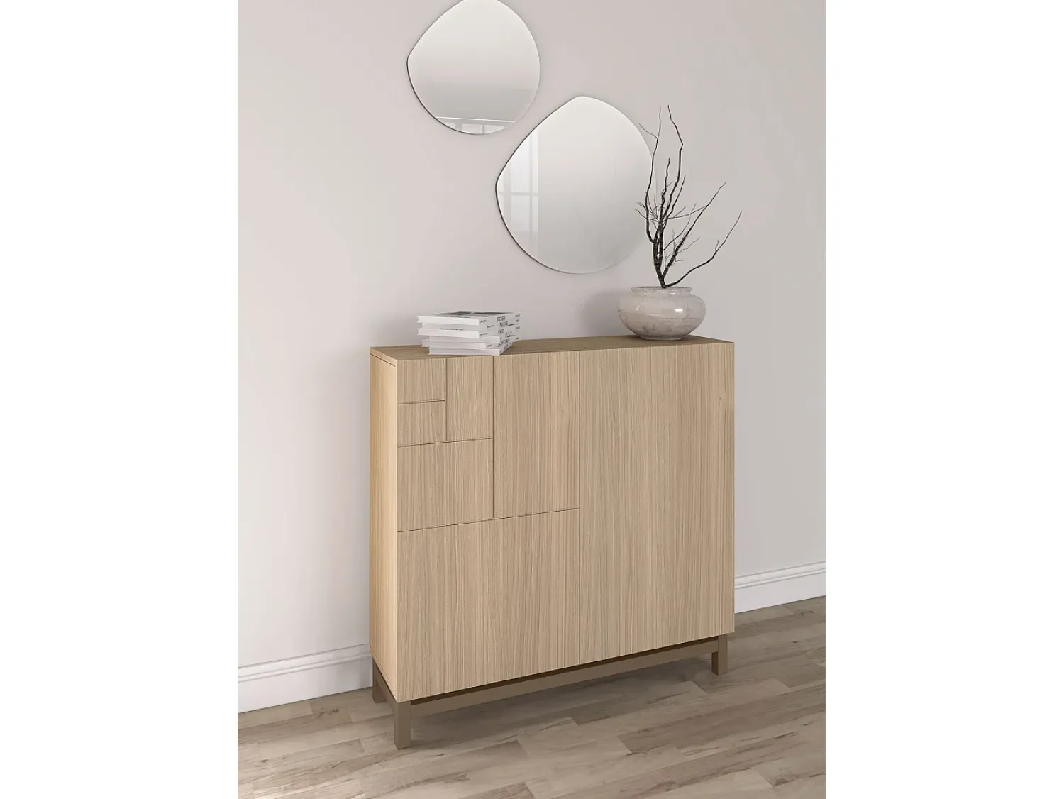 Hot Herdasa Sapateiro/Móvel organização - H90cm x L90cm x P27cm nogueira clara pernas moca - Copenhague Castanho