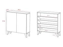 Herdasa Sapateiro/Móvel organização - H87cm x L90cm x P27cm chêne portas impression serrado - Sunne^ Móvel De Arrumação|Sapateira