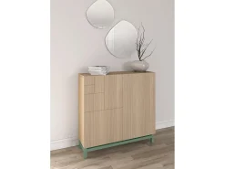 Móvel De Arrumação|Sapateira*Herdasa Sapateiro/Móvel organização - H90cm x L90cm x P27cm nogueira clara pernas - Copenhague Verde