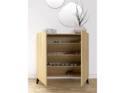 Móvel De Arrumação|Sapateira*Herdasa Sapateiro/Móvel organização - H87cm x L90cm x P27cm chêne dore pernas – Bergen Preto