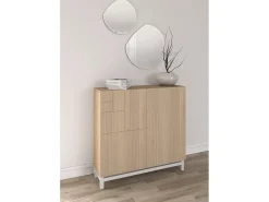 Móvel De Arrumação|Sapateira*Herdasa Sapateiro/Móvel organização - H90cm x L90cm x P27cm nogueira clara pernas - Copenhague Branco